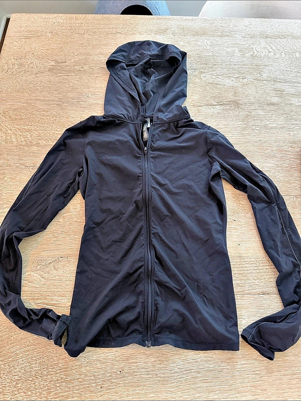Black Hooded Lightweight Jacket